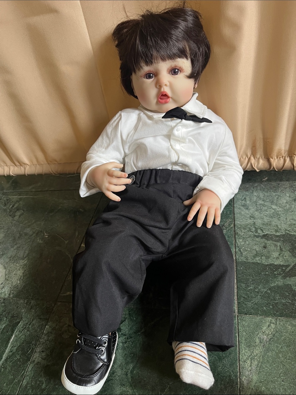 Classic White Shirt & Black Pants Doll Outfit - Formal Look